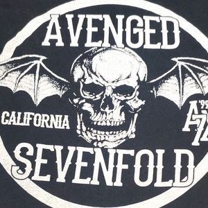 Avenged Sevenfold AX7 2013 Vintage Concert  Tee with Skull/Wings Logo …